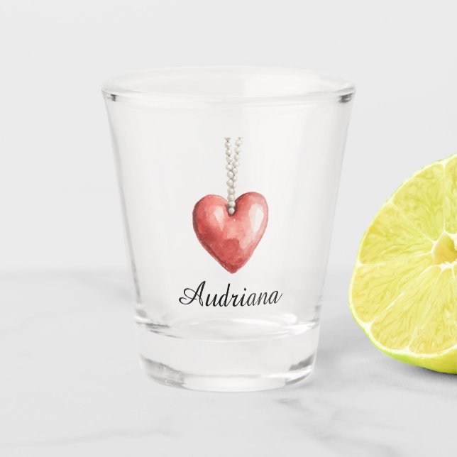 Red Heart Necklace Shot Glass (Front)