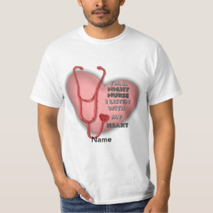 Red Heart Night Nurse T-Shirt