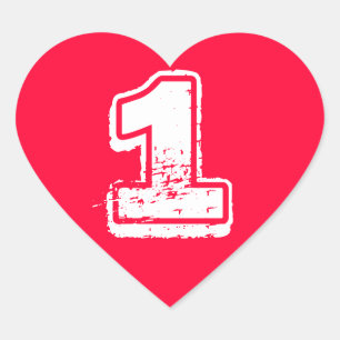 Red Heart number Sticker