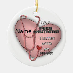 Red Heart Nurse Anaesthetist Ceramic Tree Decoration
