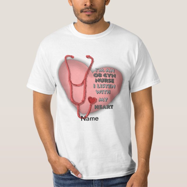 Red Heart ObGyn Nurse T-Shirt (Front)