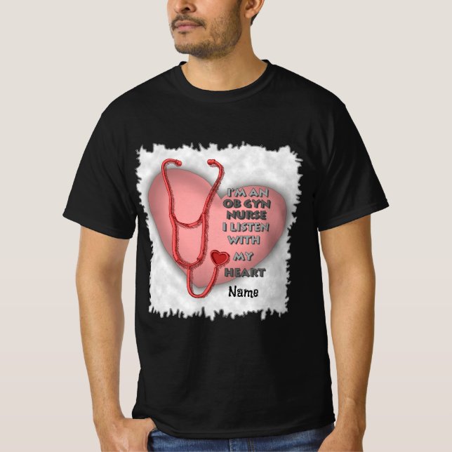 Red Heart ObGyn Nurse T-Shirt (Front)