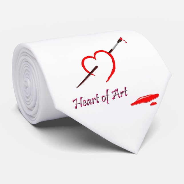 Red Heart of Art Love Painting Paint Brush Artist Tie (Rolled)