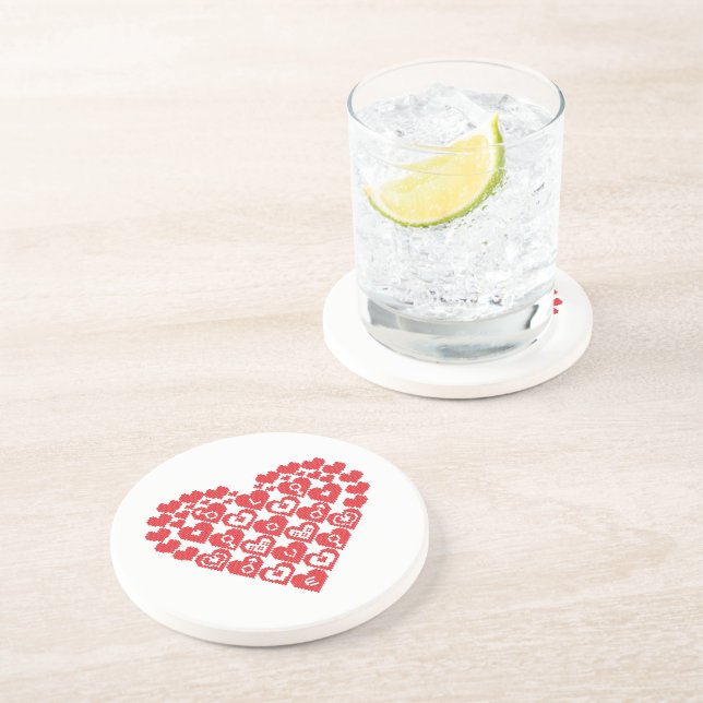 Red HEART of hearts Coaster (Side)