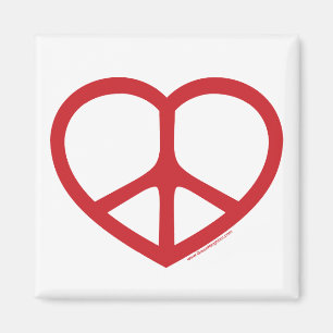 Red Heart of Love, Peace Sign Magnet