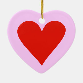 Red Heart on a Ceramic Heart Pendant Tree Decoration