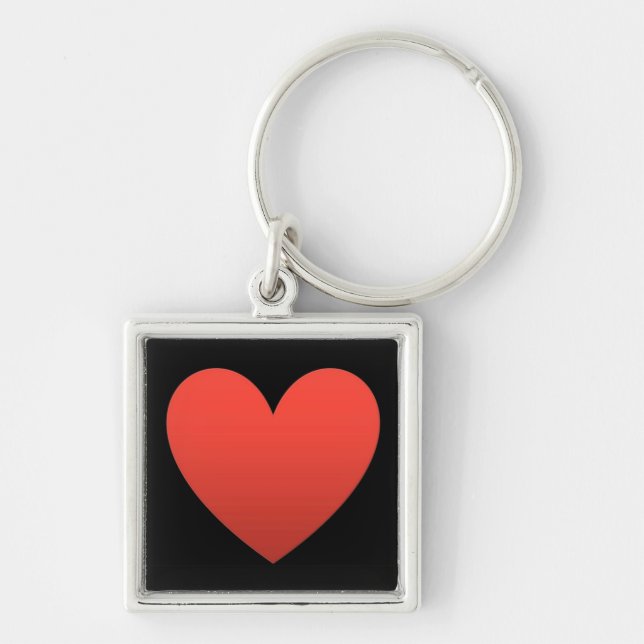 Red Heart on Black - Keychain (Front)