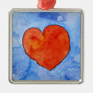 Red heart on blue 2011 metal tree decoration