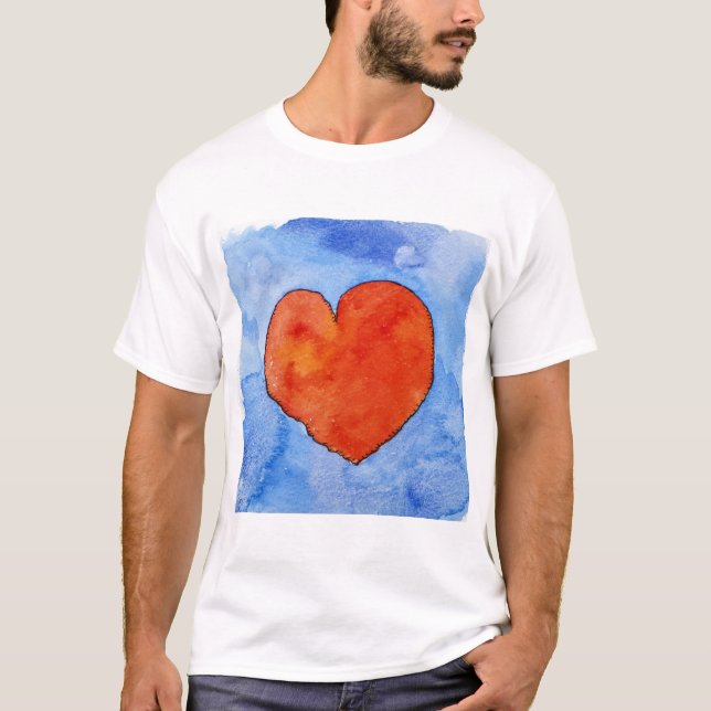Red heart on blue 2011 T-Shirt (Front)