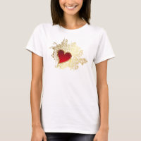Red Heart on Gold Filigree