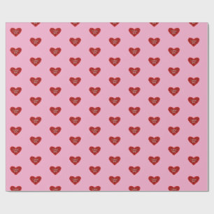Red heart on pink background Wrapping Paper love