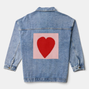 Red Heart on Pink Denim Jacket