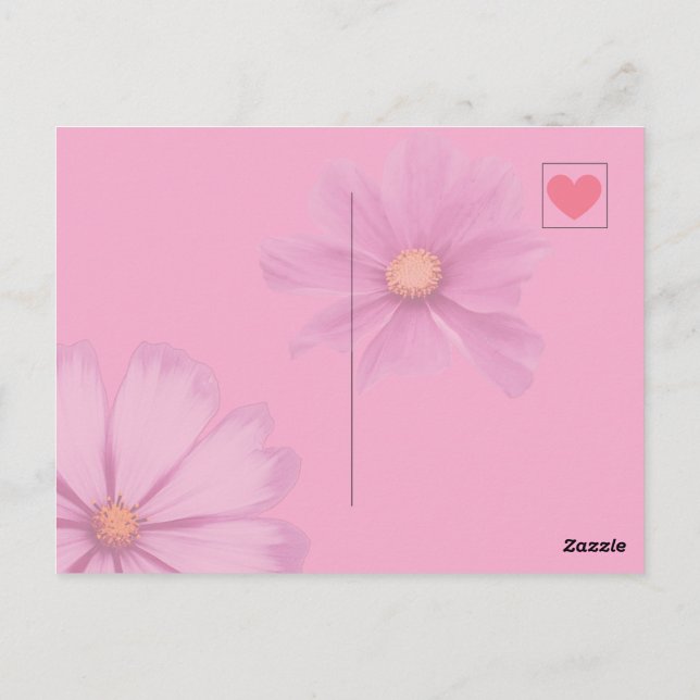 Red heart on pink - Postcard postcard (Back)