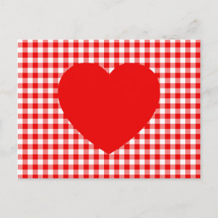 Red Heart on Red Gingham Postcard