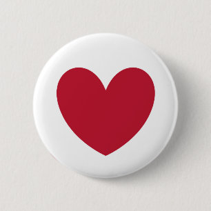 Red heart on white 6 cm round badge