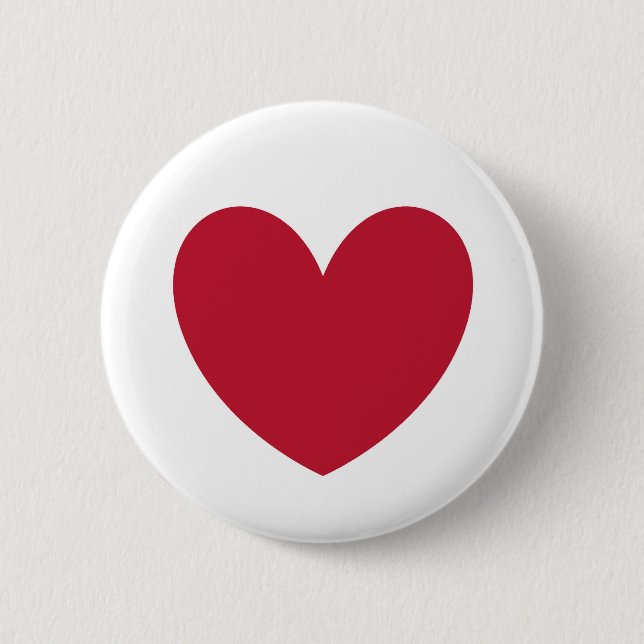 Red heart on white 6 cm round badge (Front)