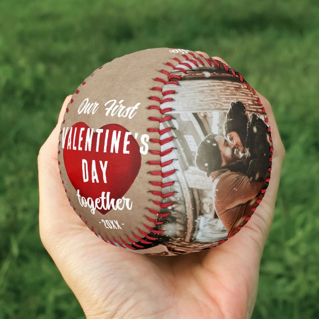 Red Heart Our First Valentine's Together 2 Photo Softball (Creator Uploaded)