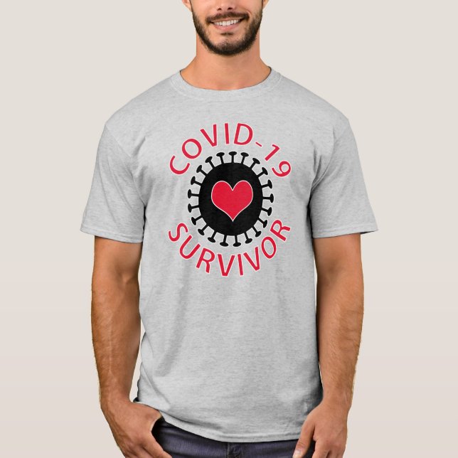 Red Heart Pandemic Coronavirus Covid-19 Survivor T-Shirt (Front)