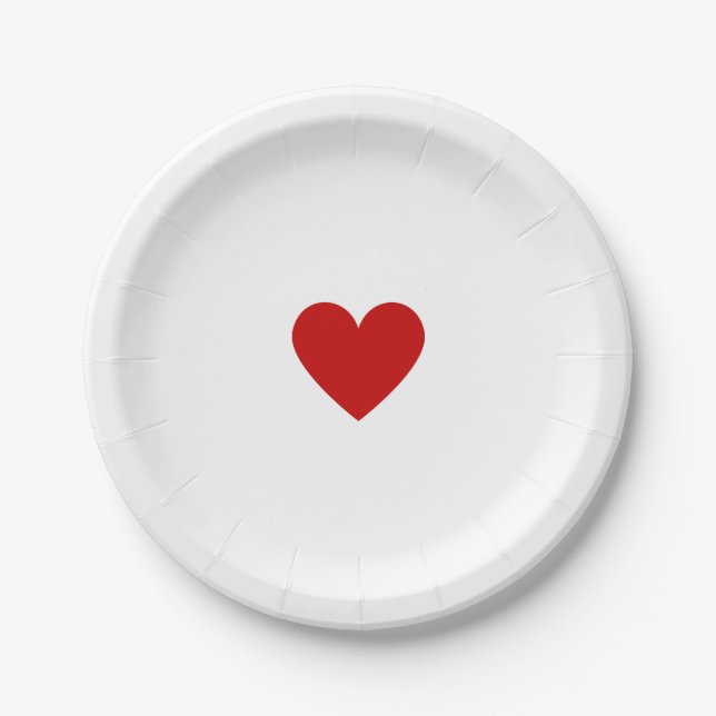 Red Heart Paper Plate (Front)