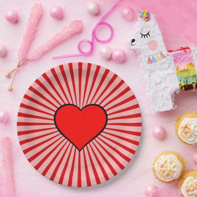 Red Heart Paper Plate (Party)
