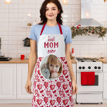 Red Heart Pattern Best Mum Photo Mother`s Day Apron<br><div class="desc">Red Heart Pattern Best Mum Photo Mother`s Day Apron. Hand-drawn red and pink hearts. Add your photo. Sweet keepsake apron for a mother.</div>