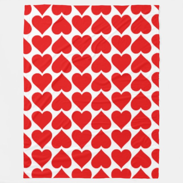 RED HEART PATTERN FLEECE BLANKET (Front)