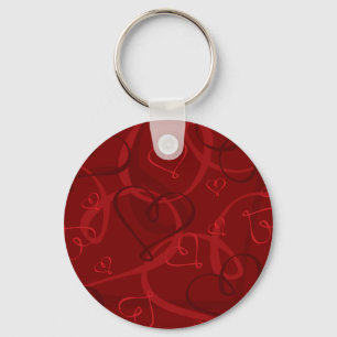 Red heart pattern key ring
