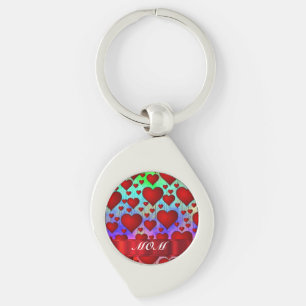 Red heart pattern mothers day key ring