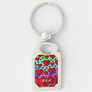 Red heart pattern mothers day key ring