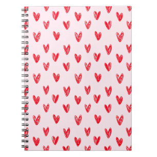 Red Heart Pattern Notebook