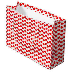 Red Heart Pattern on White Large Gift Bag