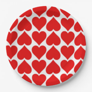 RED HEART PATTERN PAPER PLATE
