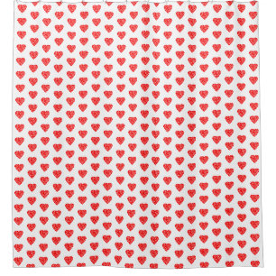 Red Heart Pattern Shower Curtain