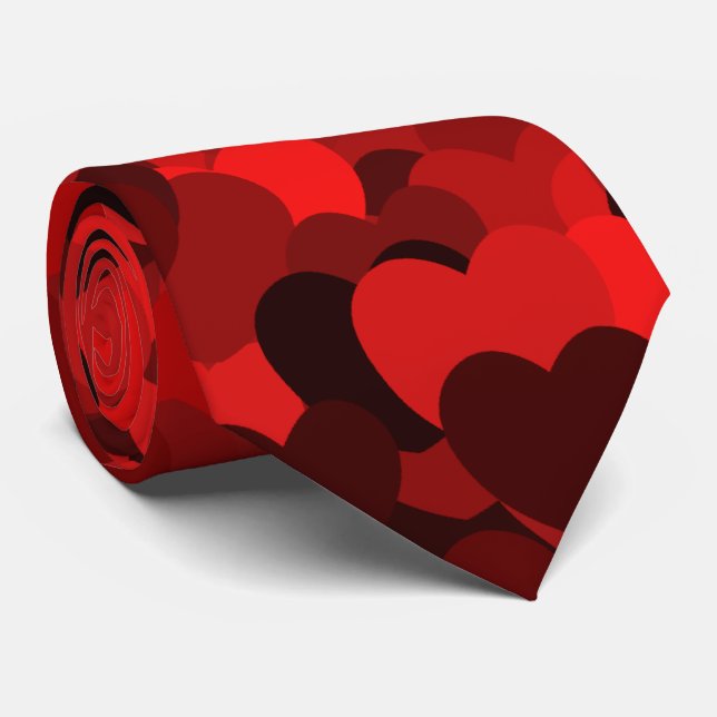 Red heart pattern tie (Rolled)
