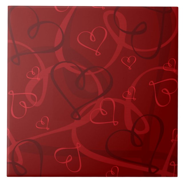 Red heart pattern tile (Front)