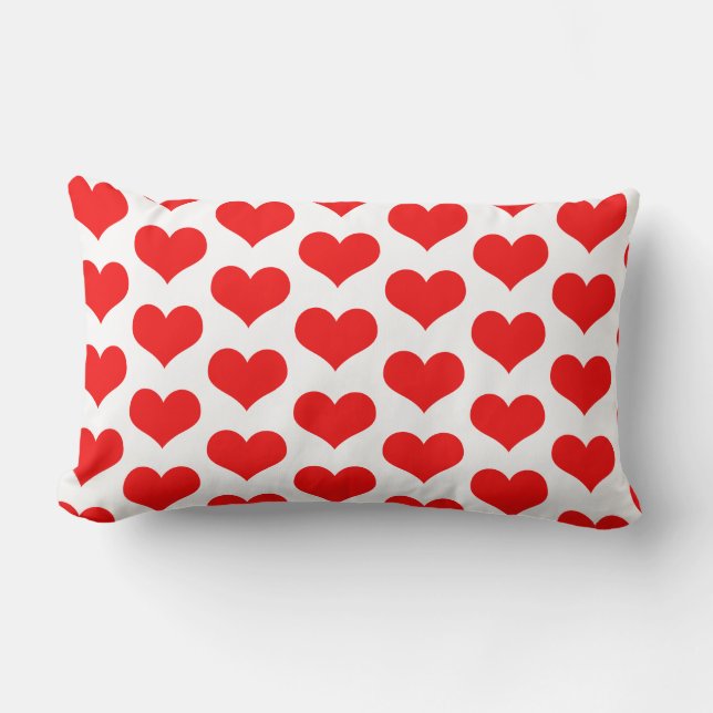 Red Heart Patterns Cute Custom Colour Home Decor Lumbar Cushion (Front)