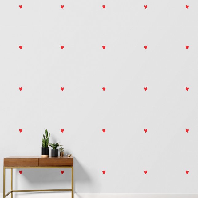 Red Heart Patterns Light Grey Elegant Lovely Cute Wallpaper (Hallway)
