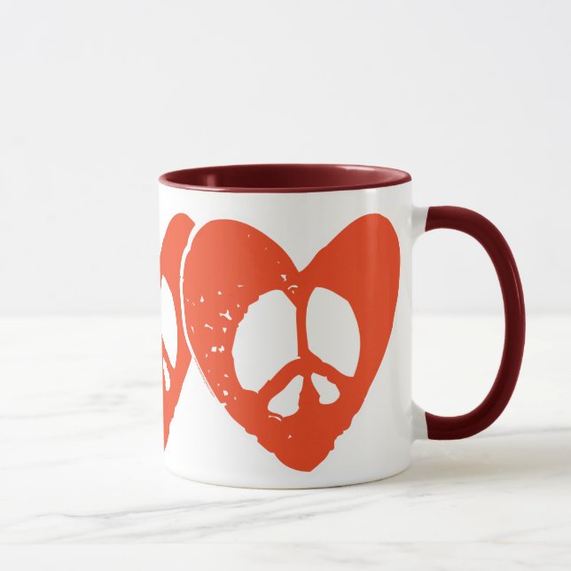 Red Heart Peace Sign Mug (Right)