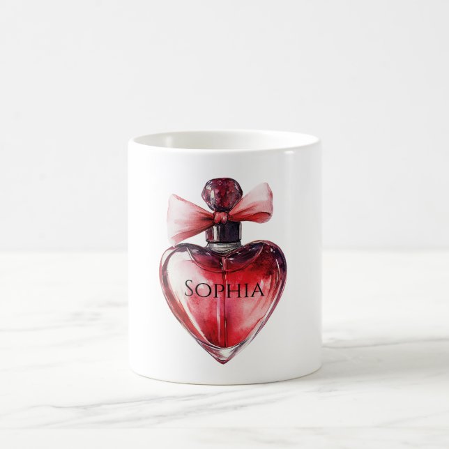 Red Heart Perfume Bottle Coffee Mug (Center)