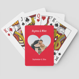 Red Heart Photo in Heart Playing Cards