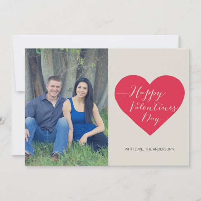 Red Heart Photo Valentines Day Flat Card (Front)