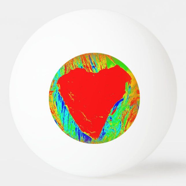 red heart ping pong ball (Front)