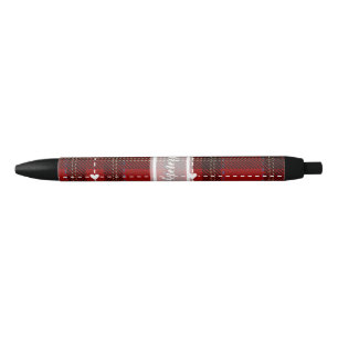 Red Heart Plaid Black Ink Pen