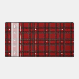 Red Heart Plaid Desk Mat