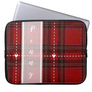Red Heart Plaid Laptop Sleeve