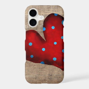 Red Heart polka dots blue