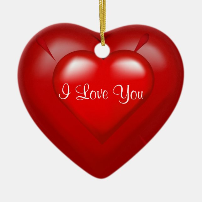 Red Heart Pop  I Love You Keepsake Ornament (Front)