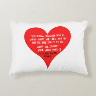 Red Heart Pope John Paul II Freedom Quote Decorative Cushion