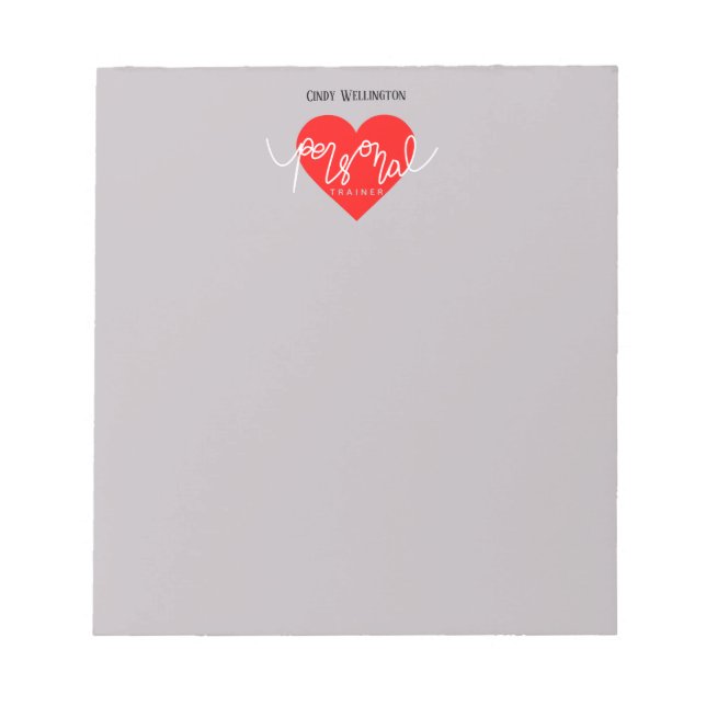 Red Heart Rate Personal Trainer Business Notepad (Front)