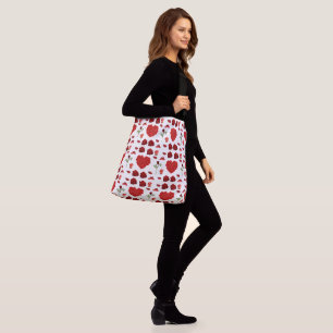 Red heart red flowers garden chic floral foliage crossbody bag